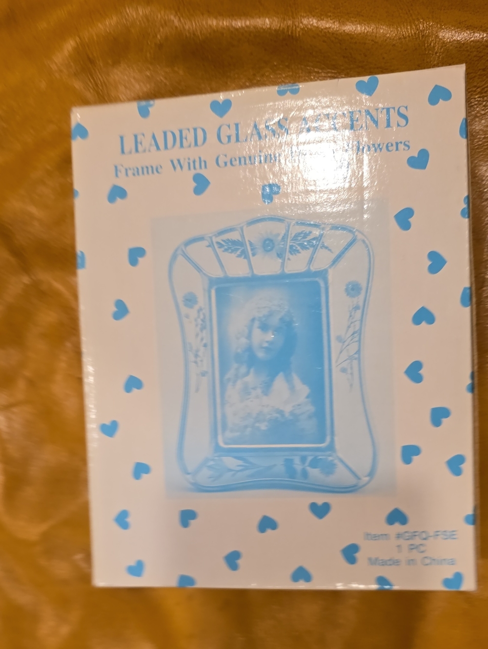 Leaded Glass Frame with Genuine Flowers - Blue